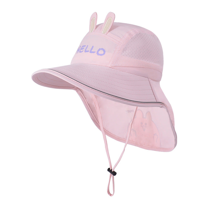 Children's Unisex Cartoon Style Bucket Hat In Khaki, Made Of Durable Nylon