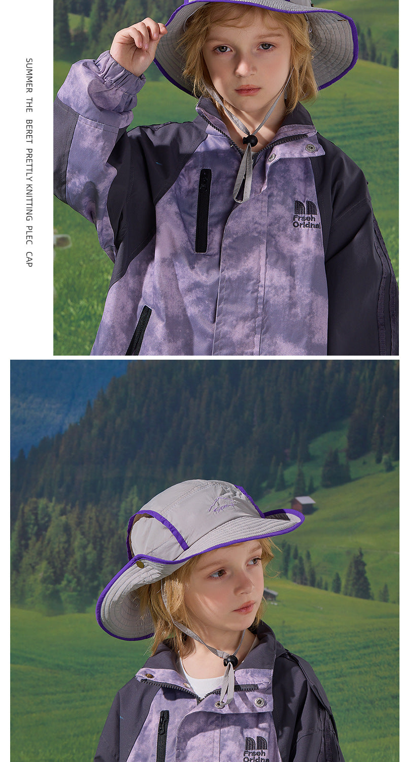 Boy's Commute Bucket Hat In Natural Pink Nylon, Summer Hat For Kids