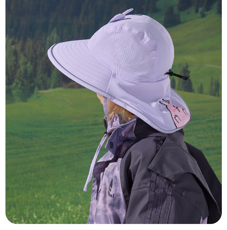 Children's Unisex Cartoon Style Bucket Hat In Khaki, Made Of Durable Nylon