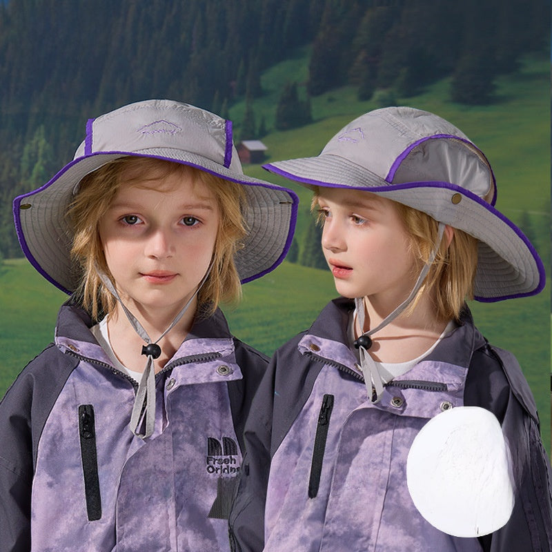 Boy's Commute Bucket Hat In Natural Pink Nylon, Summer Hat For Kids