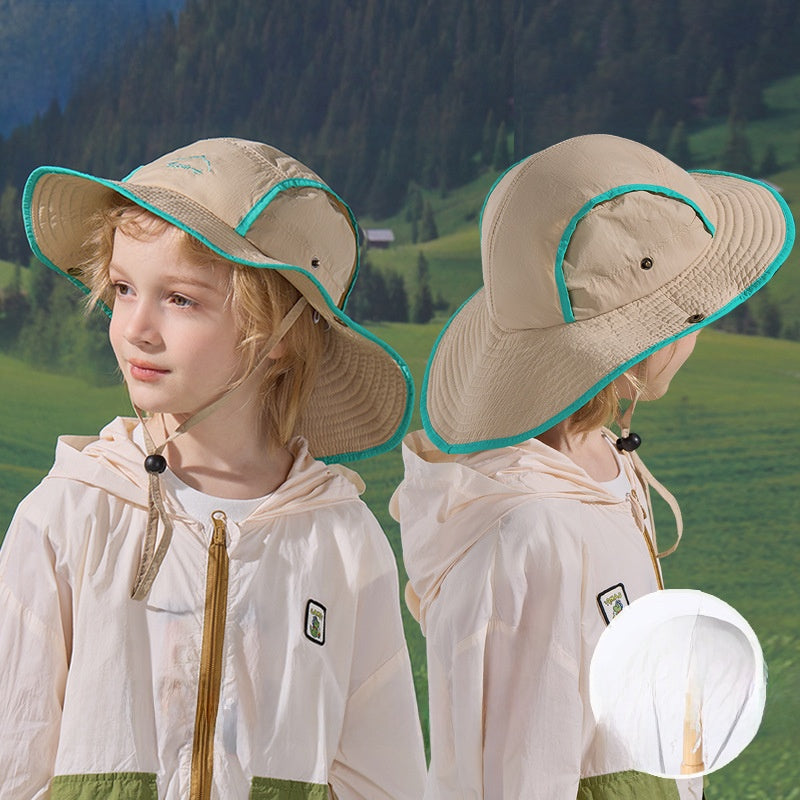 Boy's Commute Bucket Hat In Natural Pink Nylon, Summer Hat For Kids