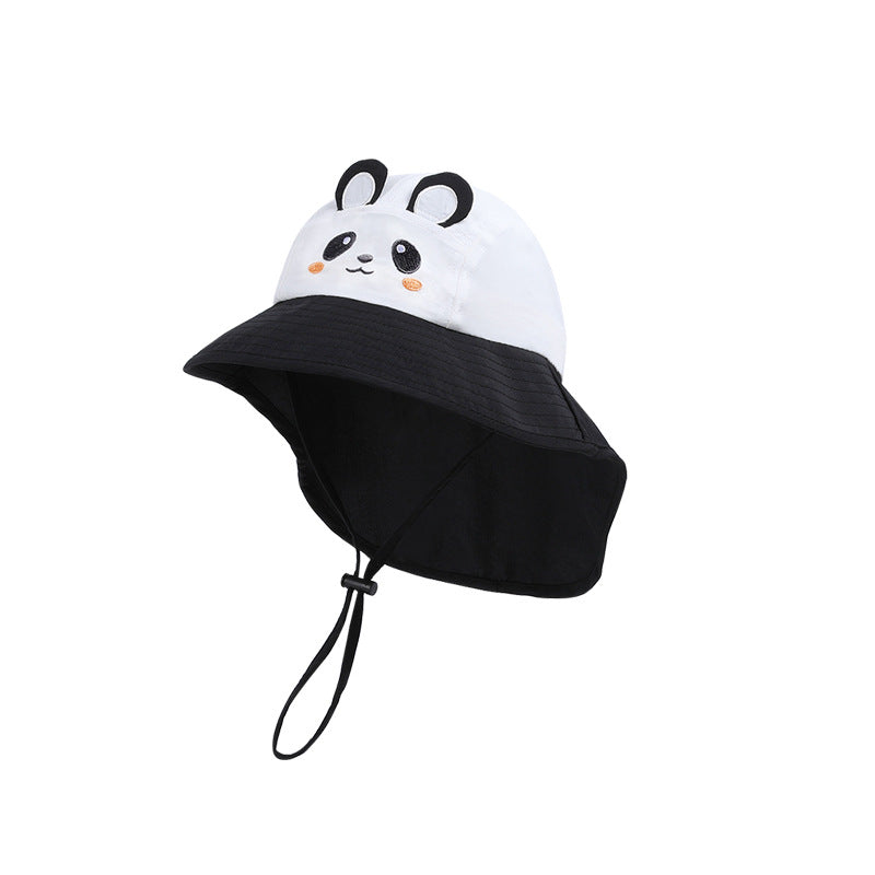 Cute Cartoon Children Unisex Bucket Hat In White Nylon, Stylish And Comfortable Kids Hat