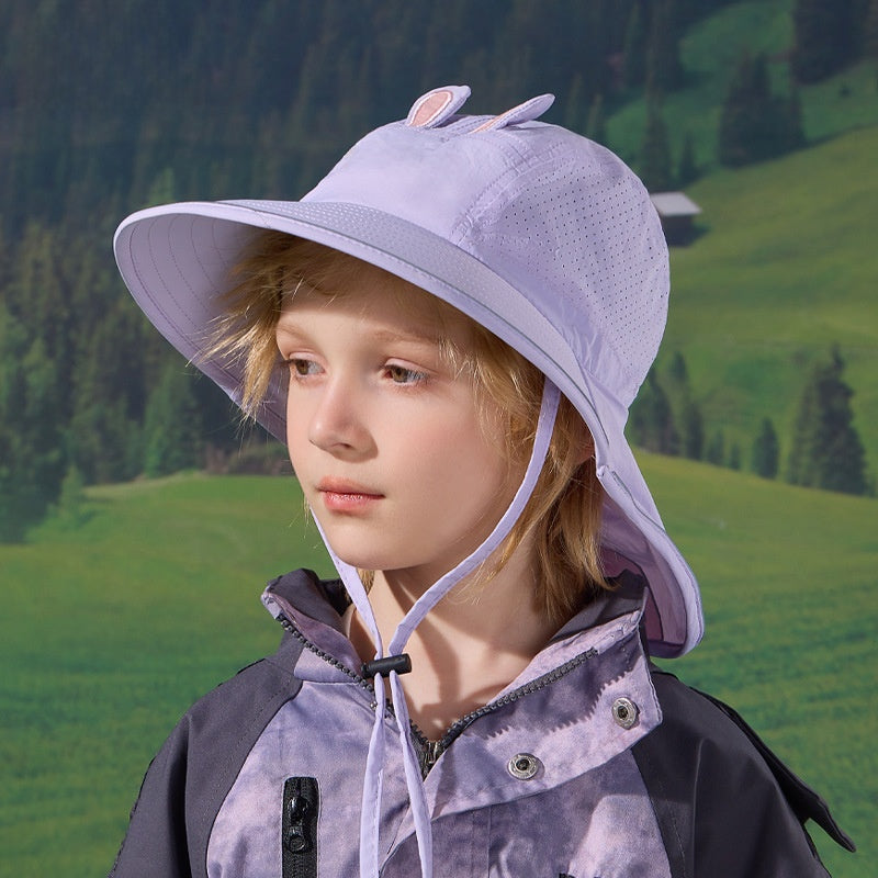 Children's Unisex Cartoon Style Bucket Hat In Khaki, Made Of Durable Nylon