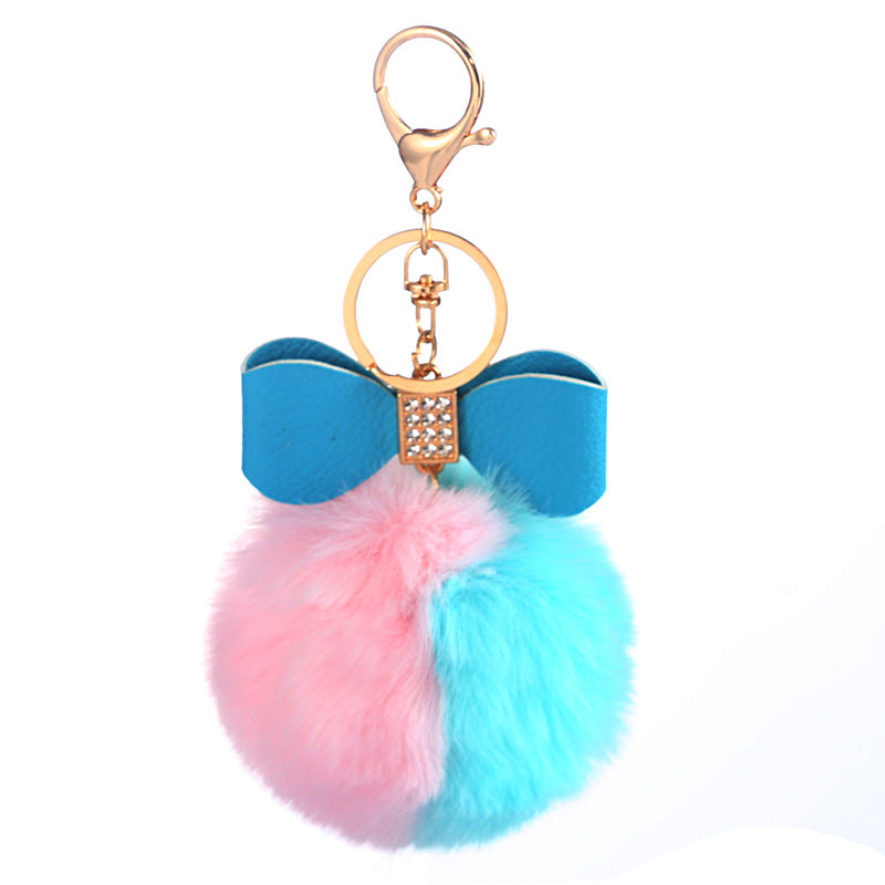 Bow Tie Bag Charm In Faux Rabbit Fur, Stylish Bag Pendant Accessory
