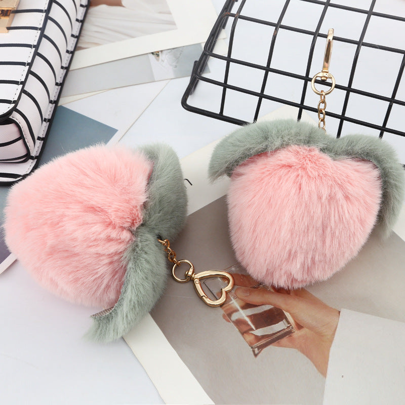 Cute Heart Shape Bag Charm In Faux Rabbit Fur, Stylish Bag Pendant Accessory