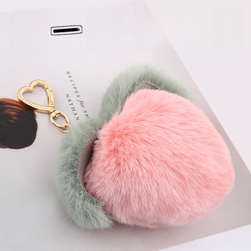 Cute Heart Shape Bag Charm In Faux Rabbit Fur, Stylish Bag Pendant Accessory