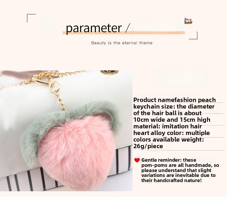 Cute Heart Shape Bag Charm In Faux Rabbit Fur, Stylish Bag Pendant Accessory