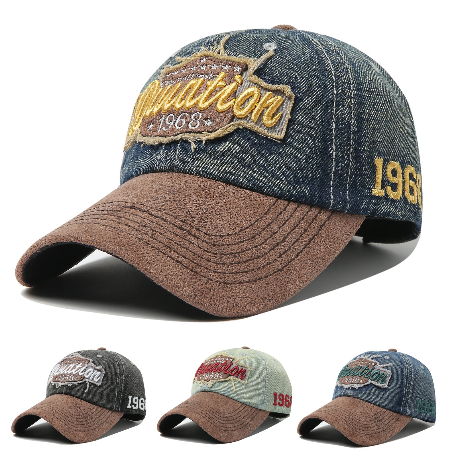 French Style Baseball Cap With Curved Brim, Cotton Material Featuring Embroidery And UV Protection For Adults