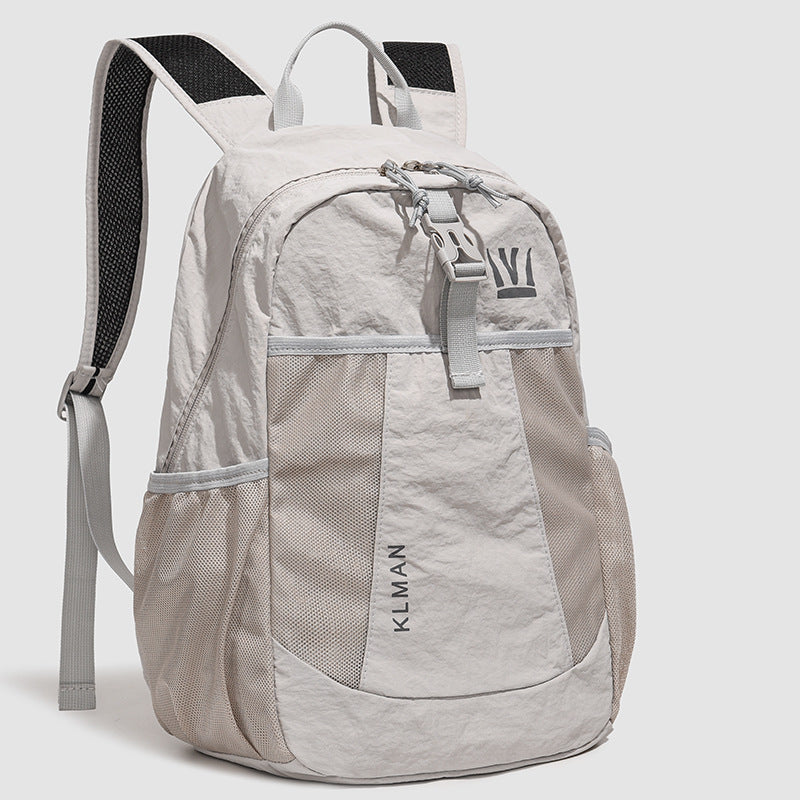 Color Block Women's Backpack In Oxford Cloth With Sewing Thread Detail, 14 Inch Outdoor Casual Bag For Summer