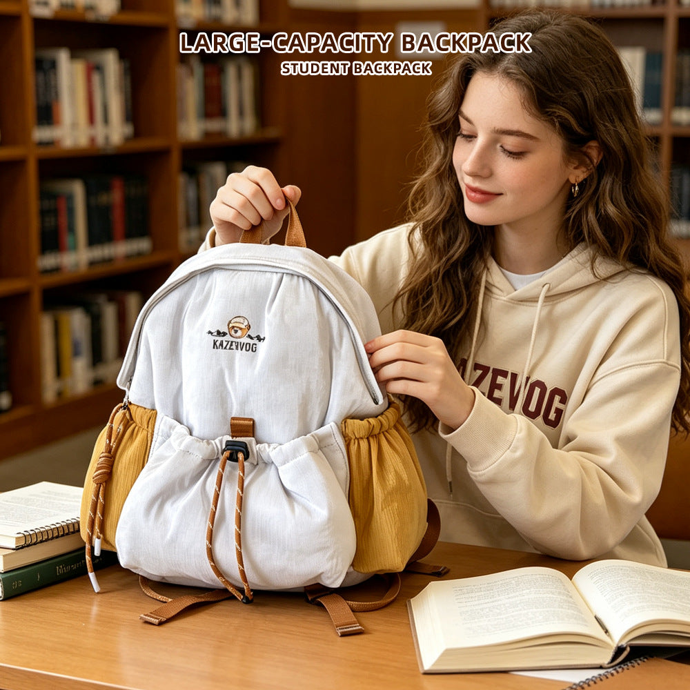 Color Block Cloth Women's Backpack With Water Repellent Feature, Perfect For  Spring And Summer Casual Use