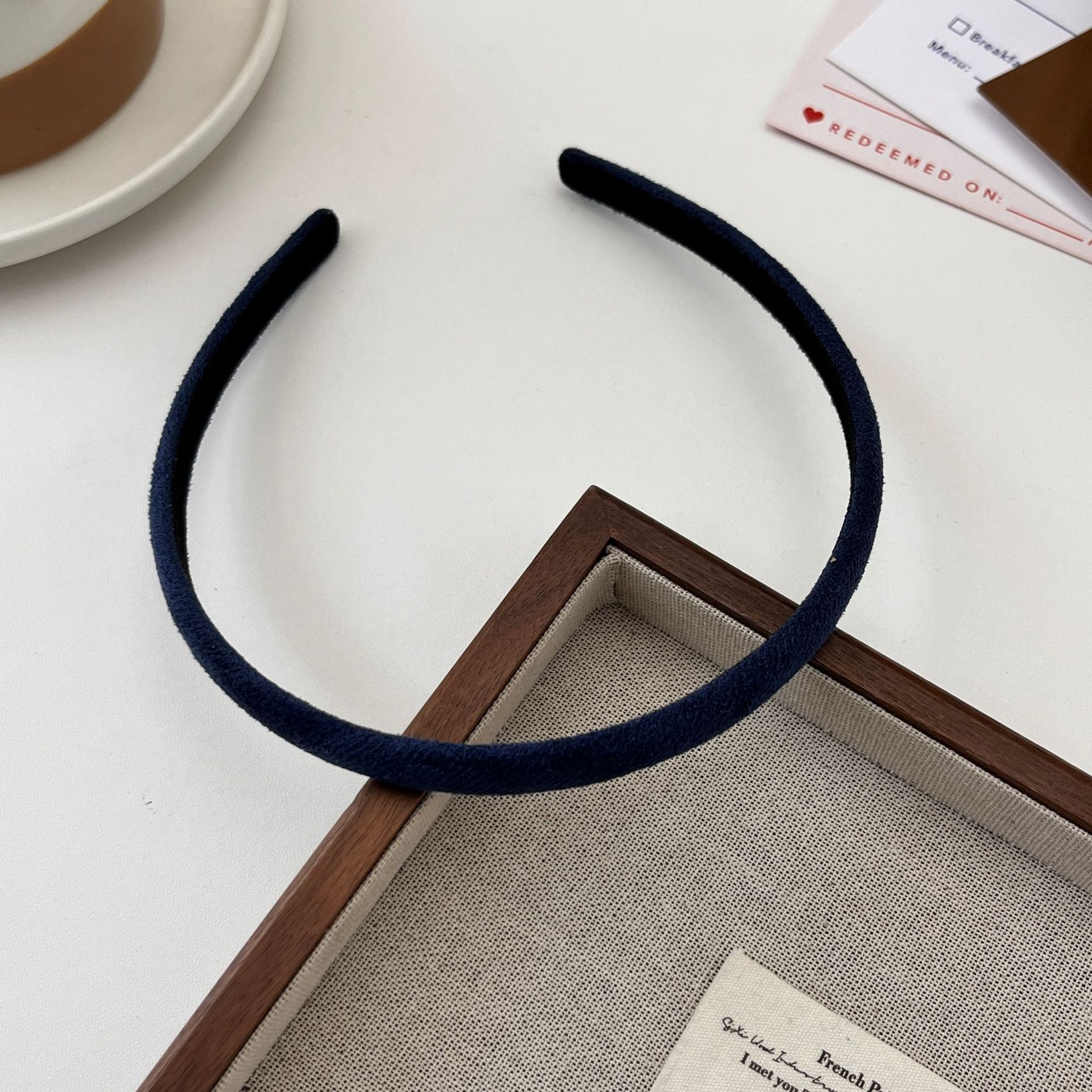 New Style Solid Color Velvet Hair Band For Women In Beige