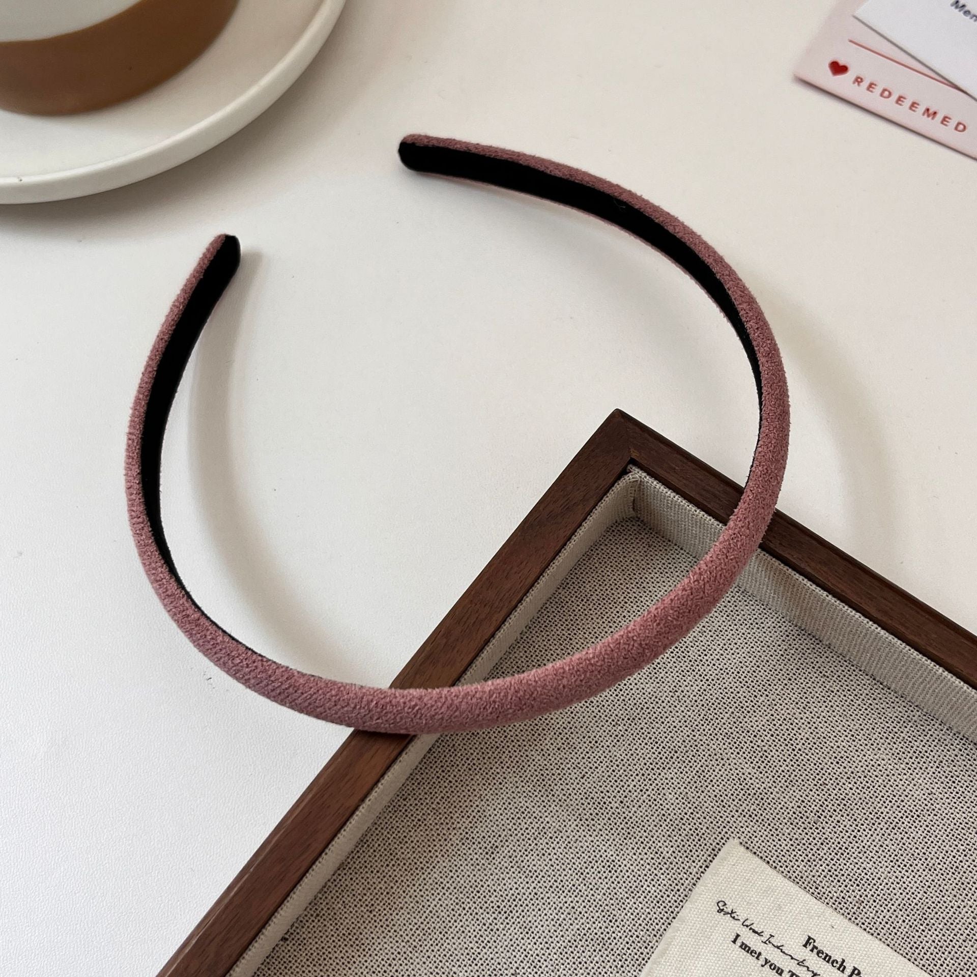New Style Solid Color Velvet Hair Band For Women In Beige