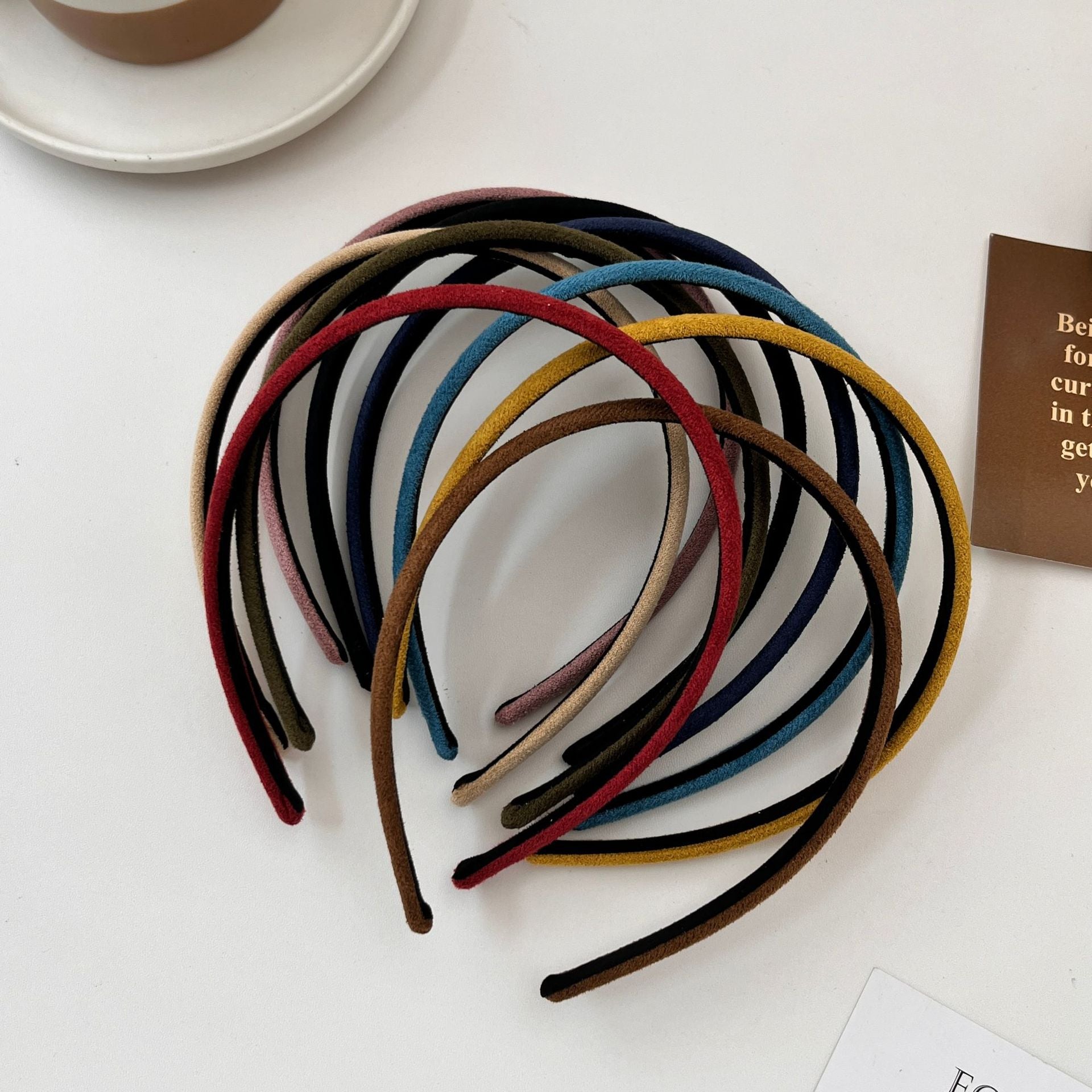 New Style Solid Color Velvet Hair Band For Women In Beige