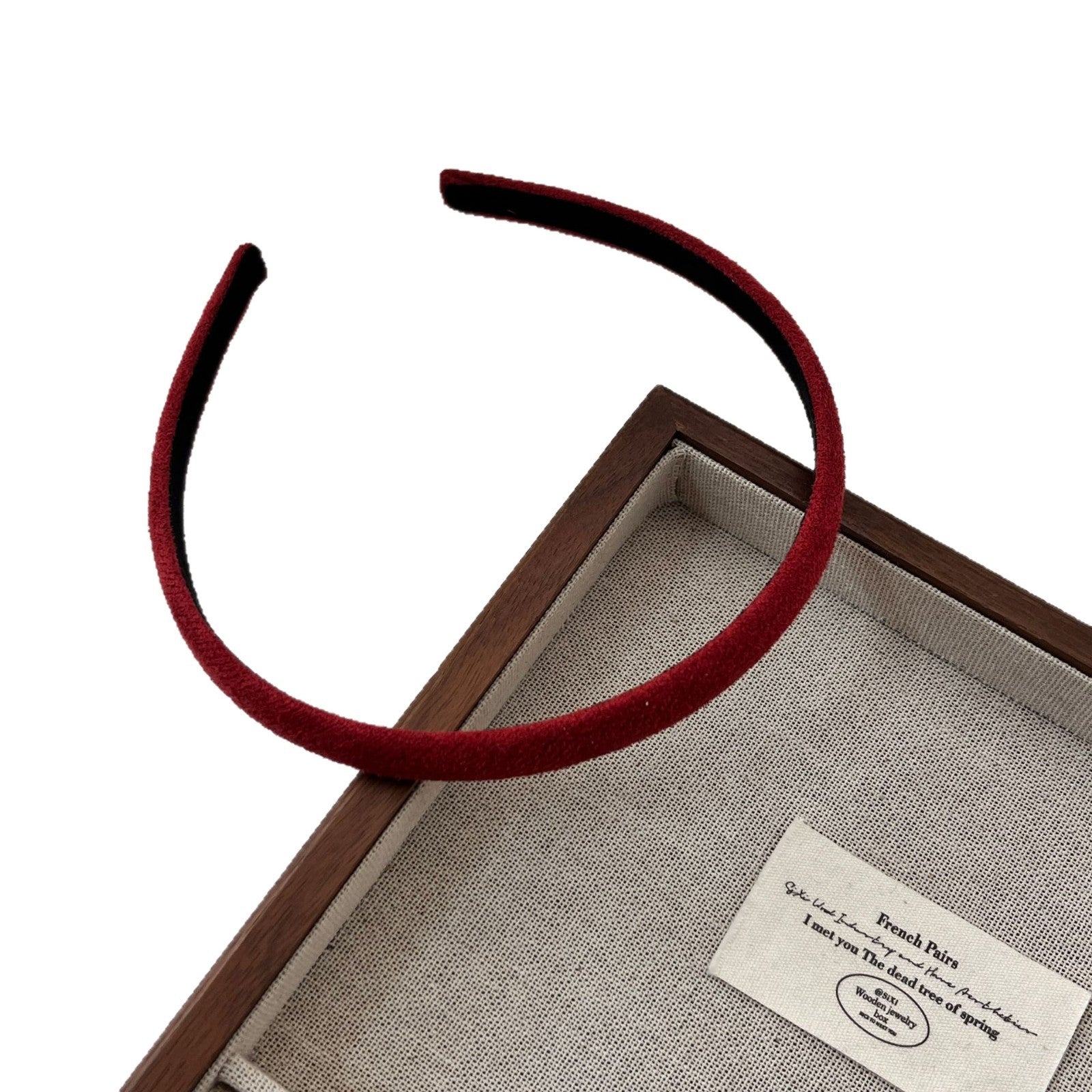 New Style Solid Color Velvet Hair Band For Women In Beige