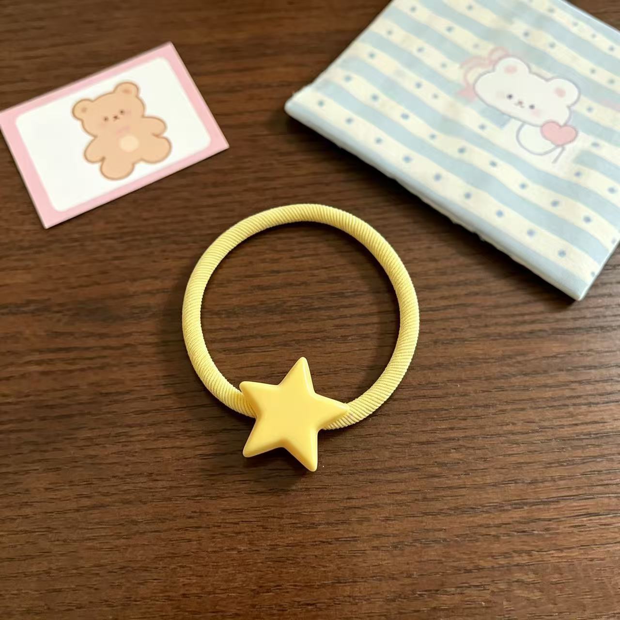 Pentagram New Style Hair Tie For Girls In Yellow, Plastic Material, Perfect For  Spring And Summer