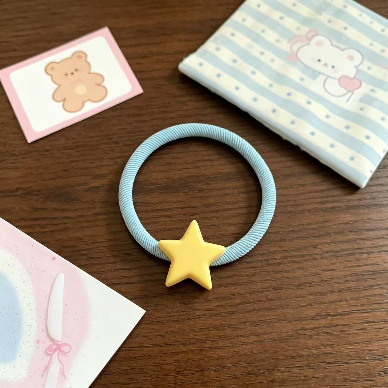 Pentagram New Style Hair Tie For Girls In Yellow, Plastic Material, Perfect For  Spring And Summer