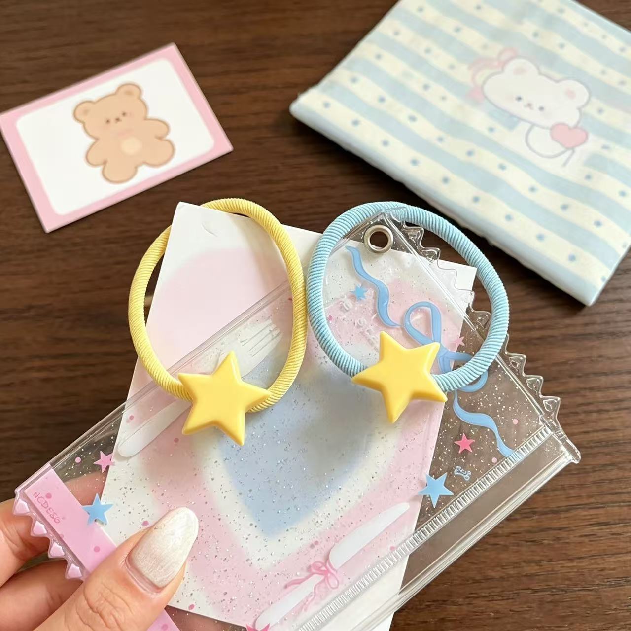 Pentagram New Style Hair Tie For Girls In Yellow, Plastic Material, Perfect For  Spring And Summer