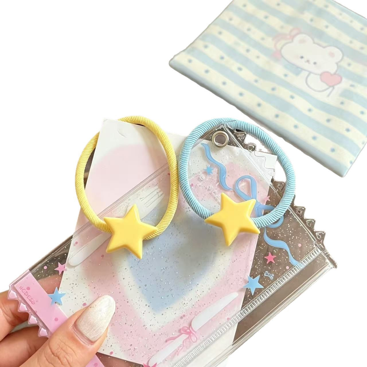 Pentagram New Style Hair Tie For Girls In Yellow, Plastic Material, Perfect For  Spring And Summer
