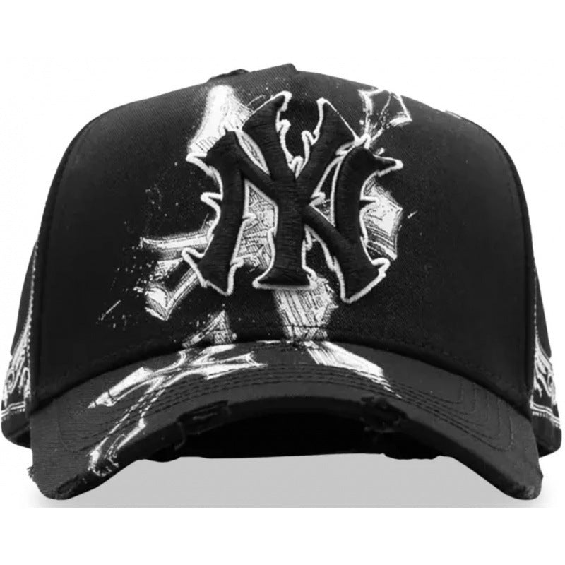 Casual Baseball Cap With Wide Brim Featuring Cartoon Character Embroidery, Made Of Soft Flannel For UV Protection