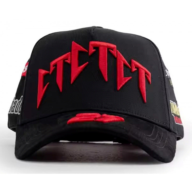 Casual Baseball Cap With Wide Brim Featuring Cartoon Character Embroidery, Made Of Soft Flannel For UV Protection