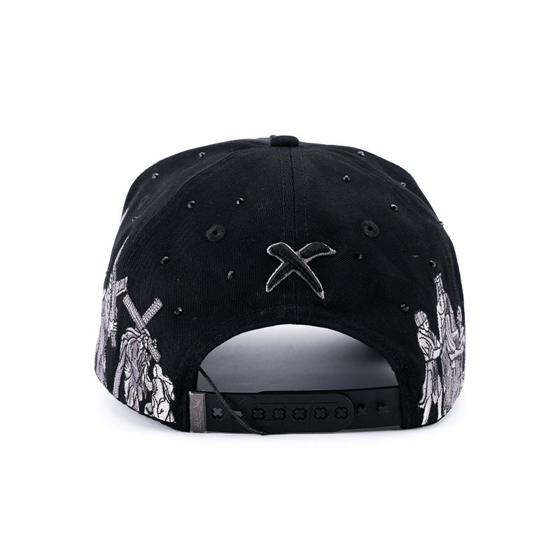 Exaggerated Cross Baseball Cap With Curved Brim, Cotton Material Featuring Embroidery And UV Protection