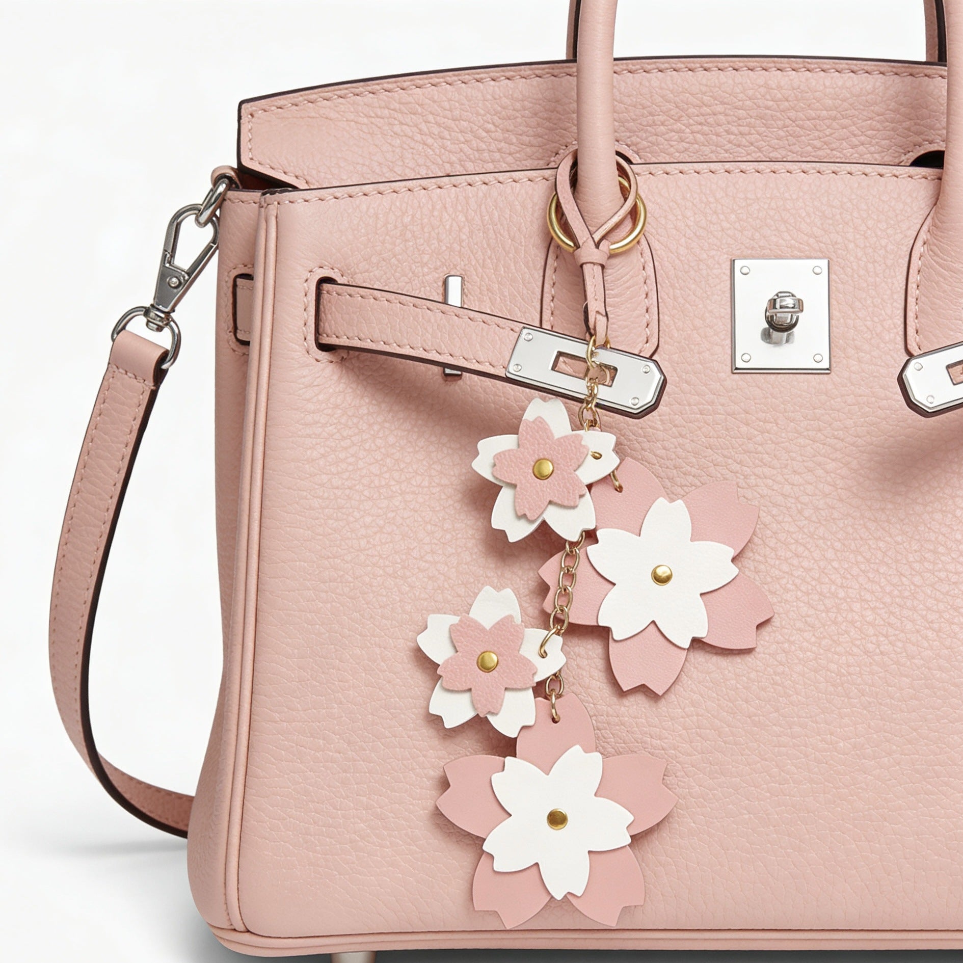 Sweet Multicolor Flowers Key Chain With PU Leather Material Featuring Printing Craft, Ideal For  Spring And Summer