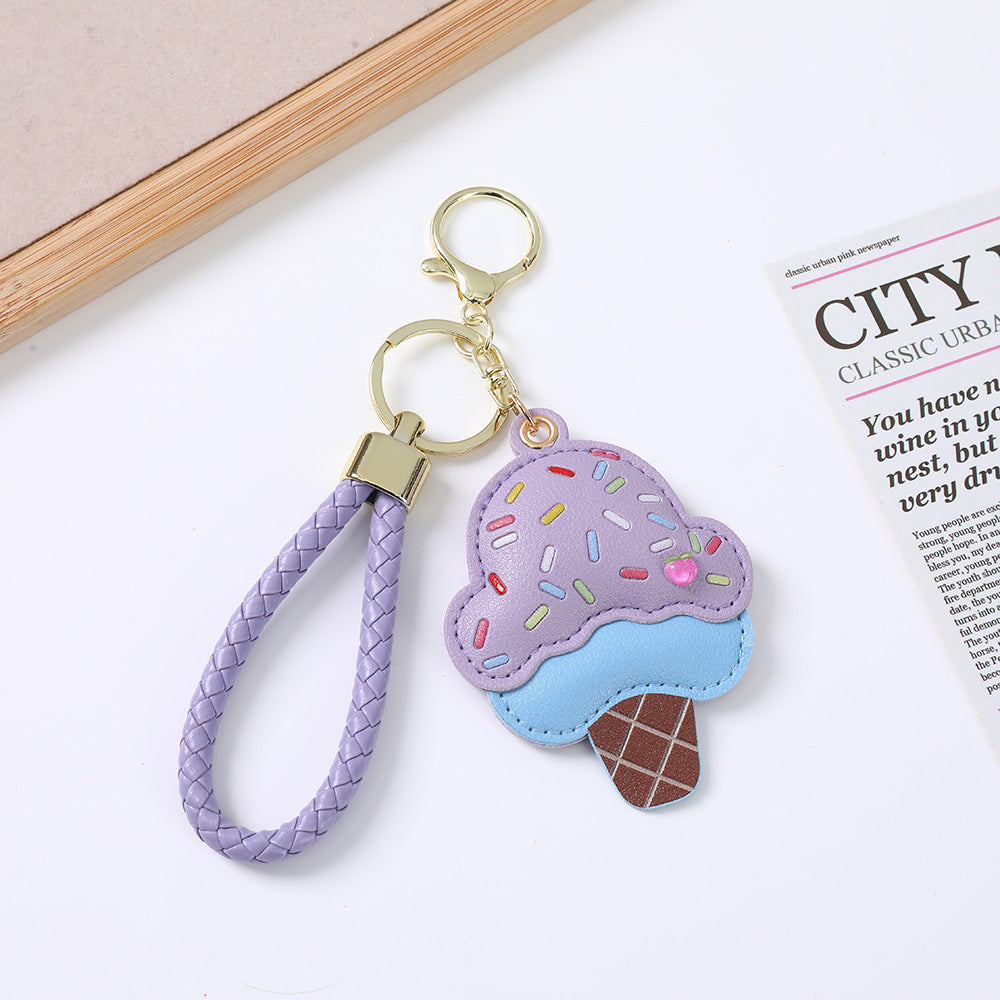 Handmade Ice Cream Key Chains In New Style With PU Leather, Perfect Summer Accessory