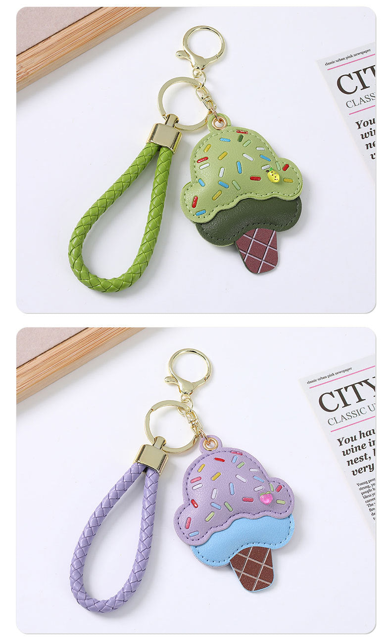 Handmade Ice Cream Key Chains In New Style With PU Leather, Perfect Summer Accessory