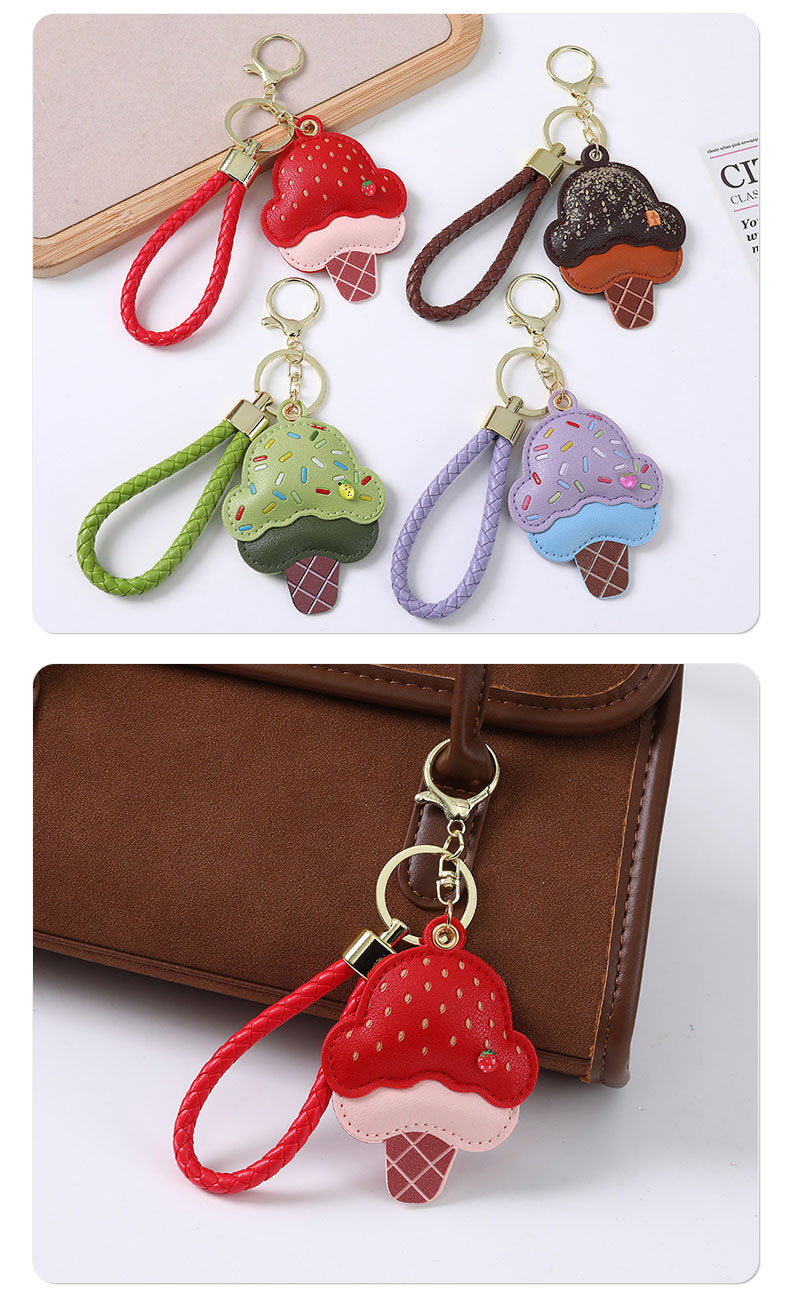 Handmade Ice Cream Key Chains In New Style With PU Leather, Perfect Summer Accessory