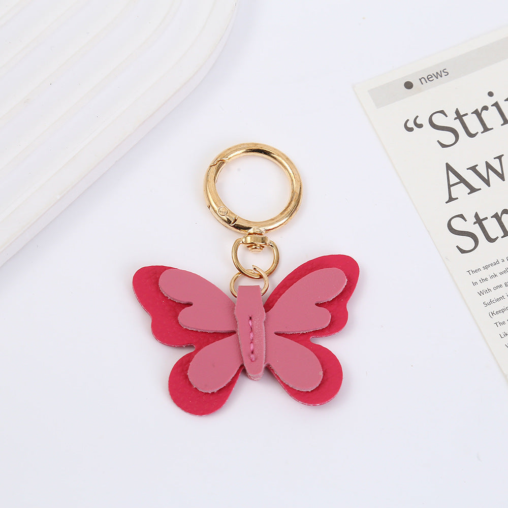 Butterfly New Year Key Chain In PU Leather Bag Charm Accessory