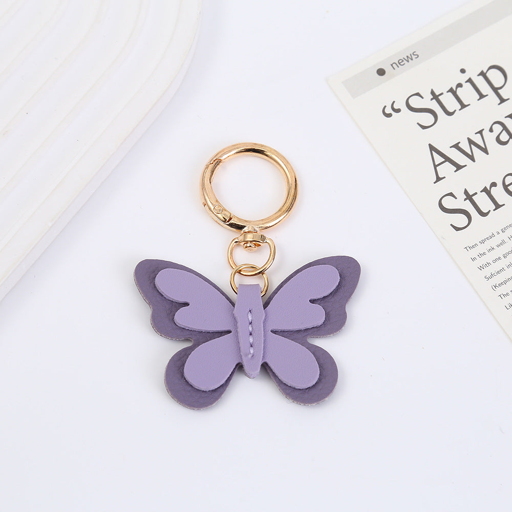 Butterfly New Year Key Chain In PU Leather Bag Charm Accessory