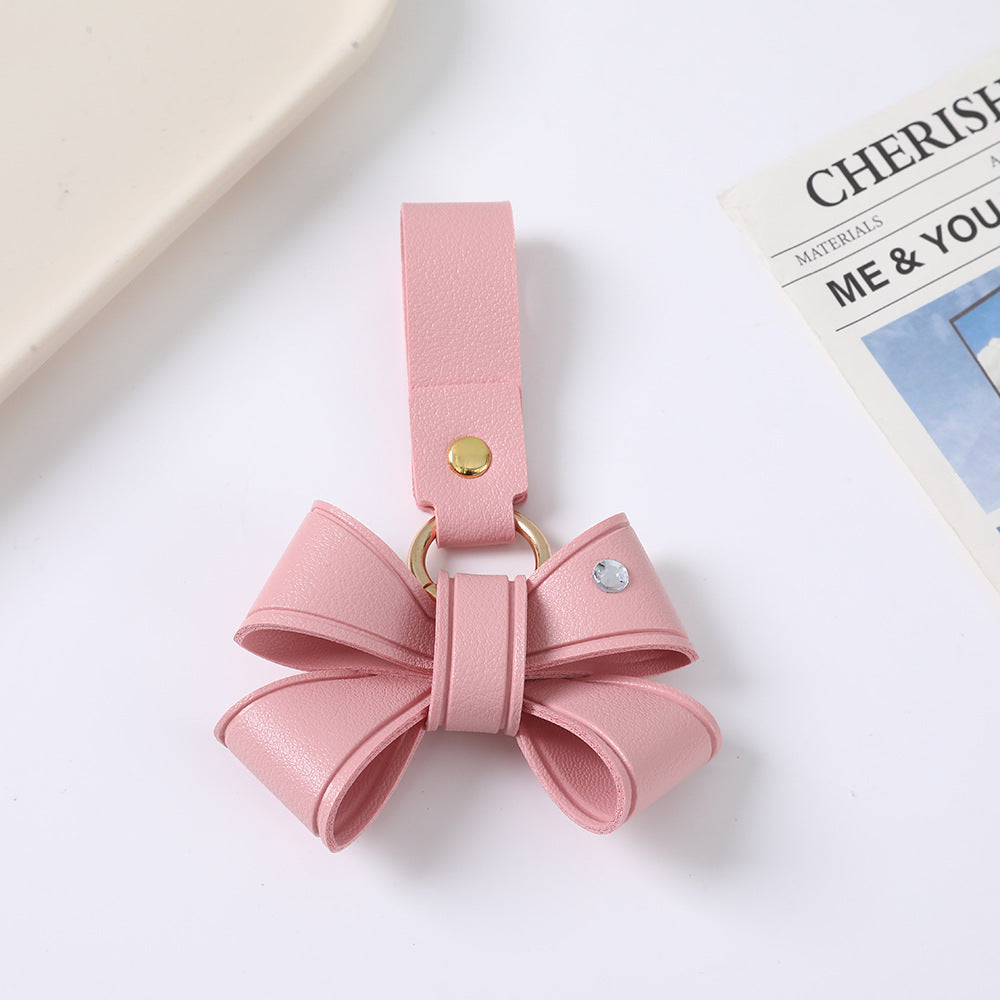 Cute Bow Tie Key Chain Made Of PU Leather Featuring A Charming Design