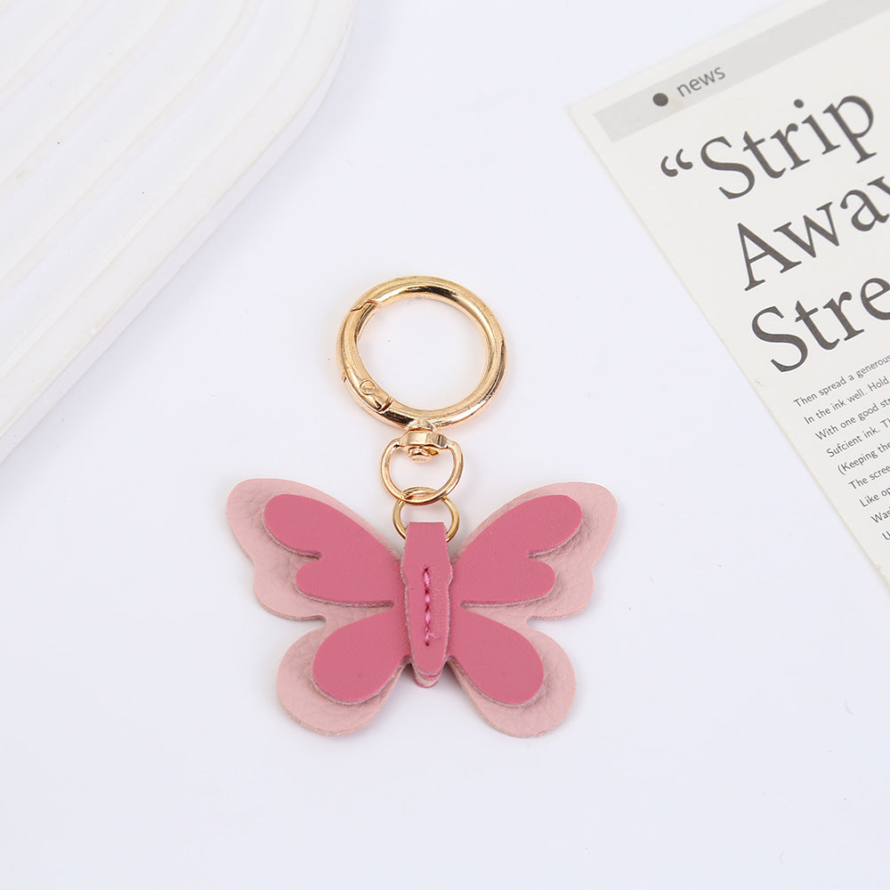 Butterfly New Year Key Chain In PU Leather Bag Charm Accessory