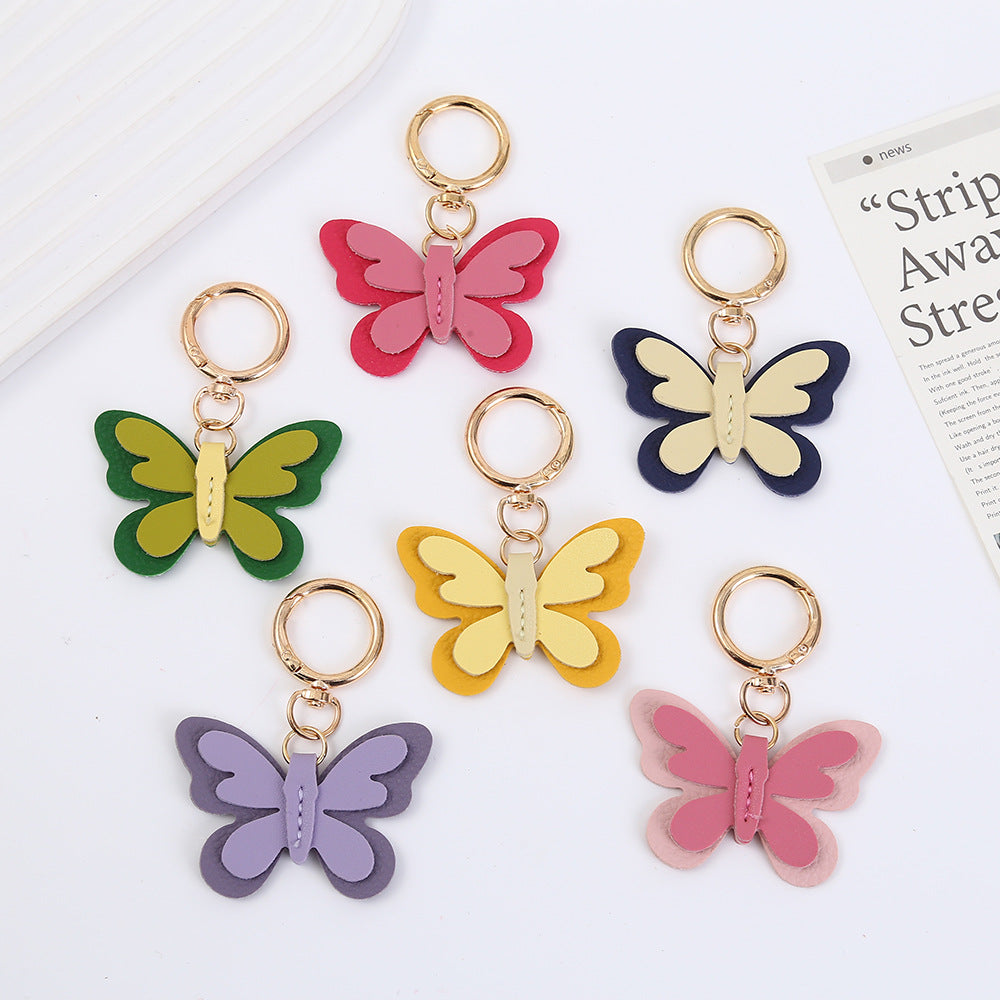 Butterfly New Year Key Chain In PU Leather Bag Charm Accessory