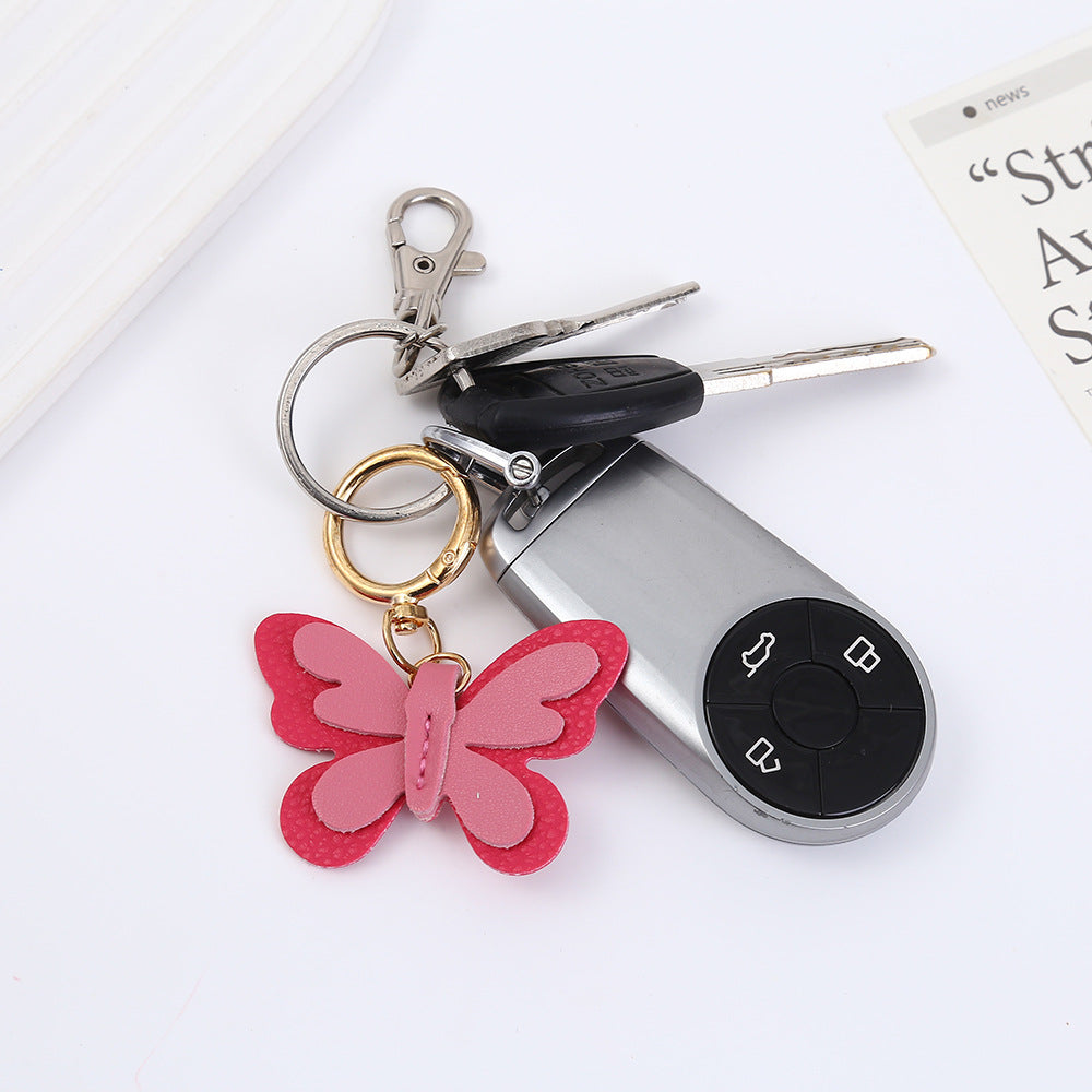 Butterfly New Year Key Chain In PU Leather Bag Charm Accessory