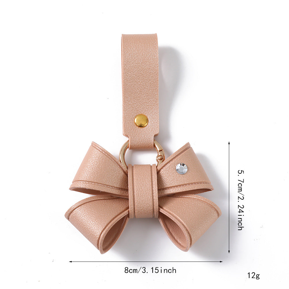 Cute Bow Tie Key Chain Made Of PU Leather Featuring A Charming Design