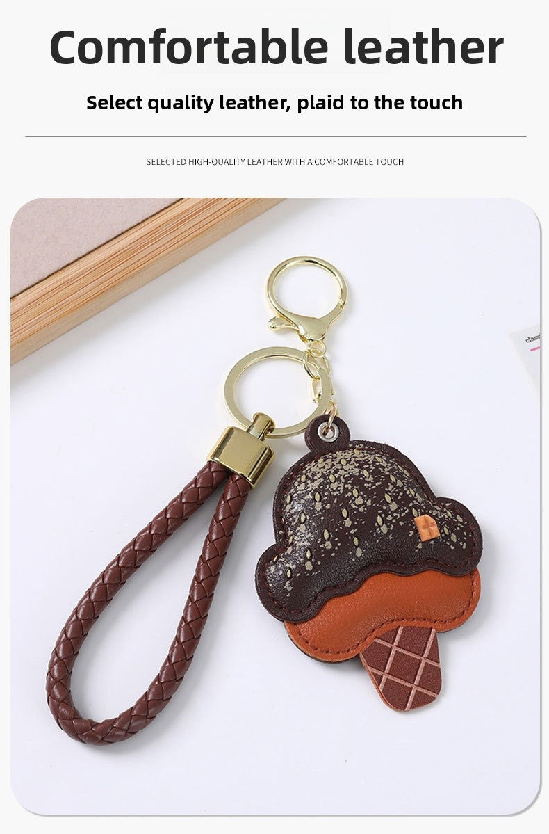 Handmade Ice Cream Key Chains In New Style With PU Leather, Perfect Summer Accessory