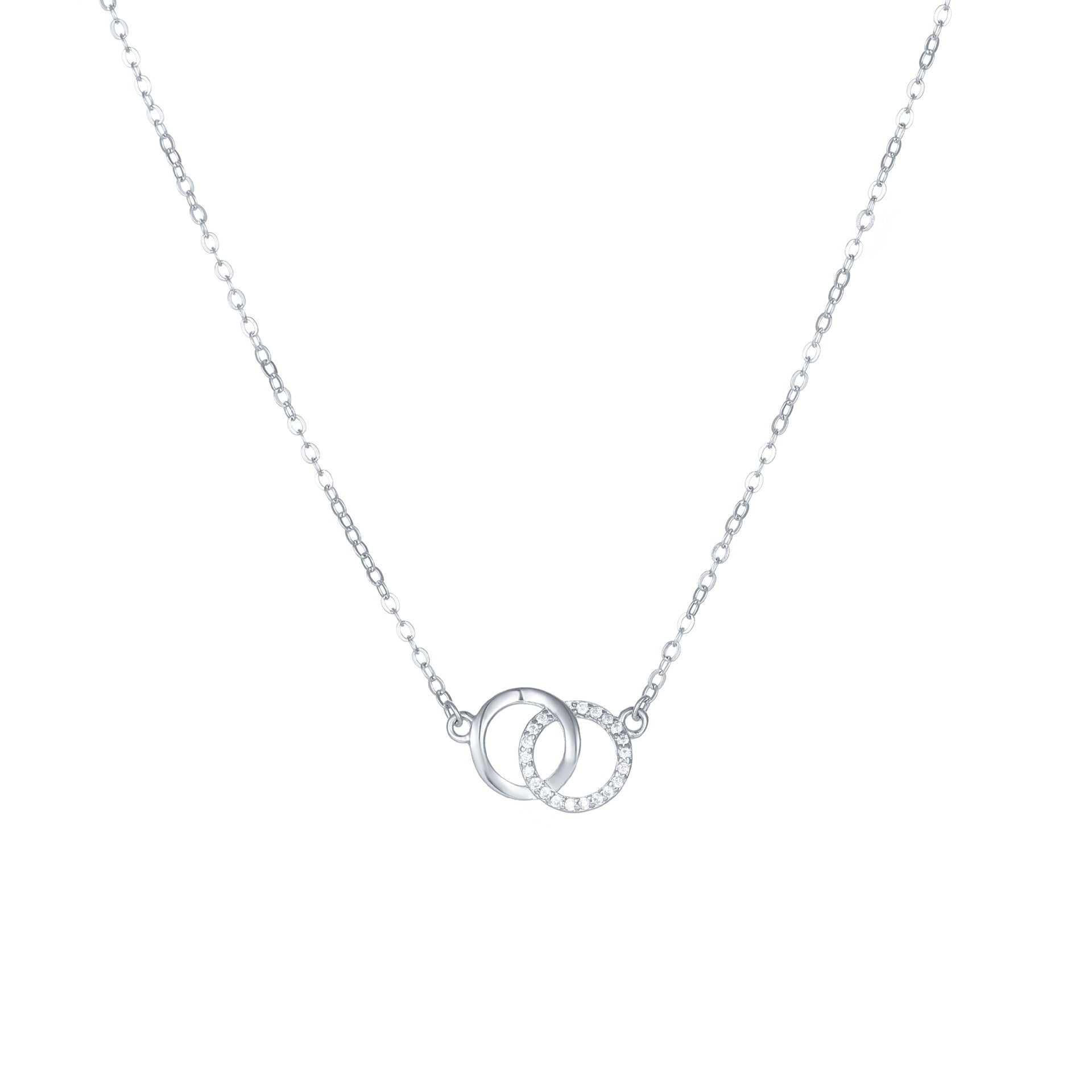 Double Ring Necklace For Women In 18K Real Gold Plated 925 Sterling Silver With Cable Chain