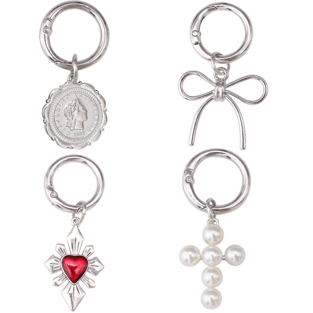 Gothic Alloy Cross Pendant With Gem Inlay, Stylish Hanging Ornament