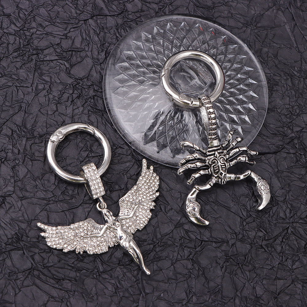 Halloween Metal Wings Pendant With Rhinestones In Cool Style, Perfect For Autumn Accessories