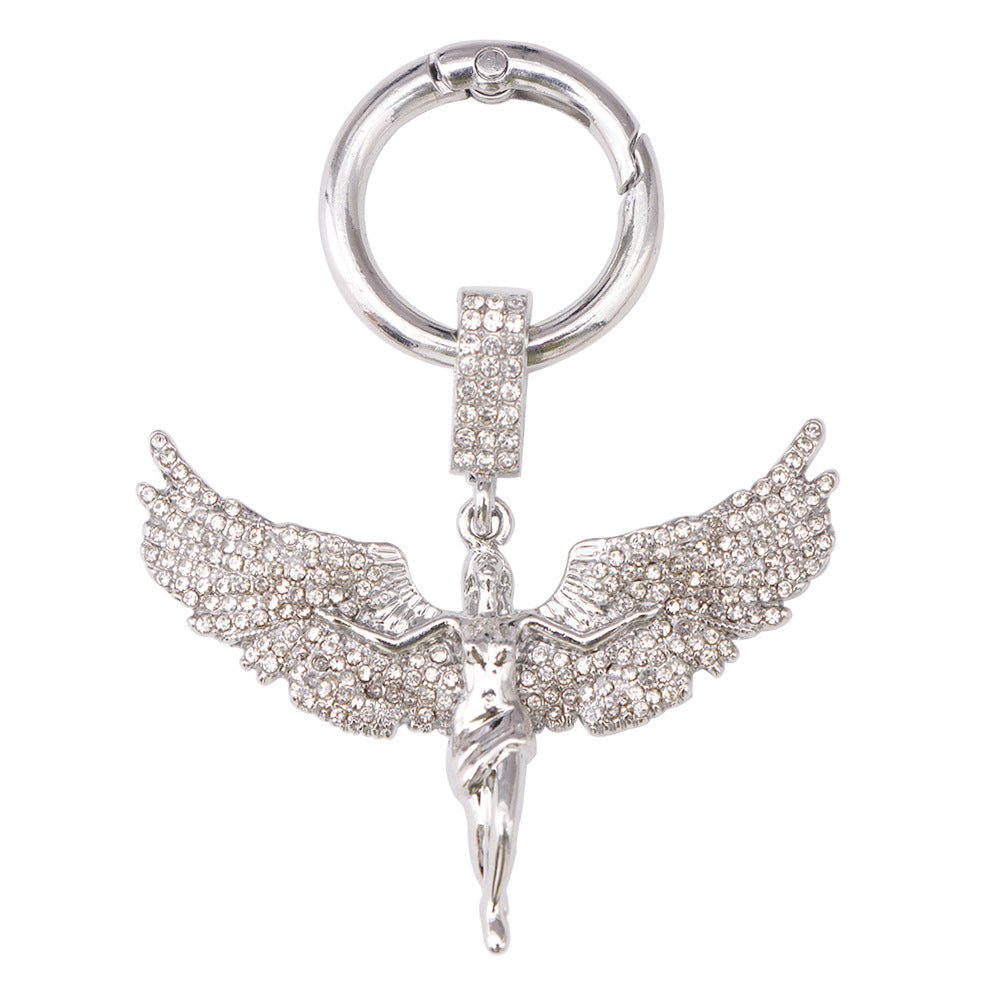 Halloween Metal Wings Pendant With Rhinestones In Cool Style, Perfect For Autumn Accessories