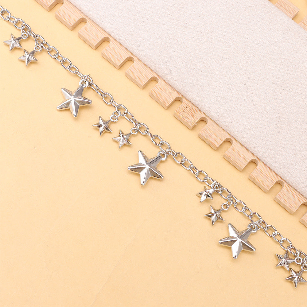 Electroplated White Star Alloy Pendant In Commute Style, Perfect For Autumn & Winter Accessories
