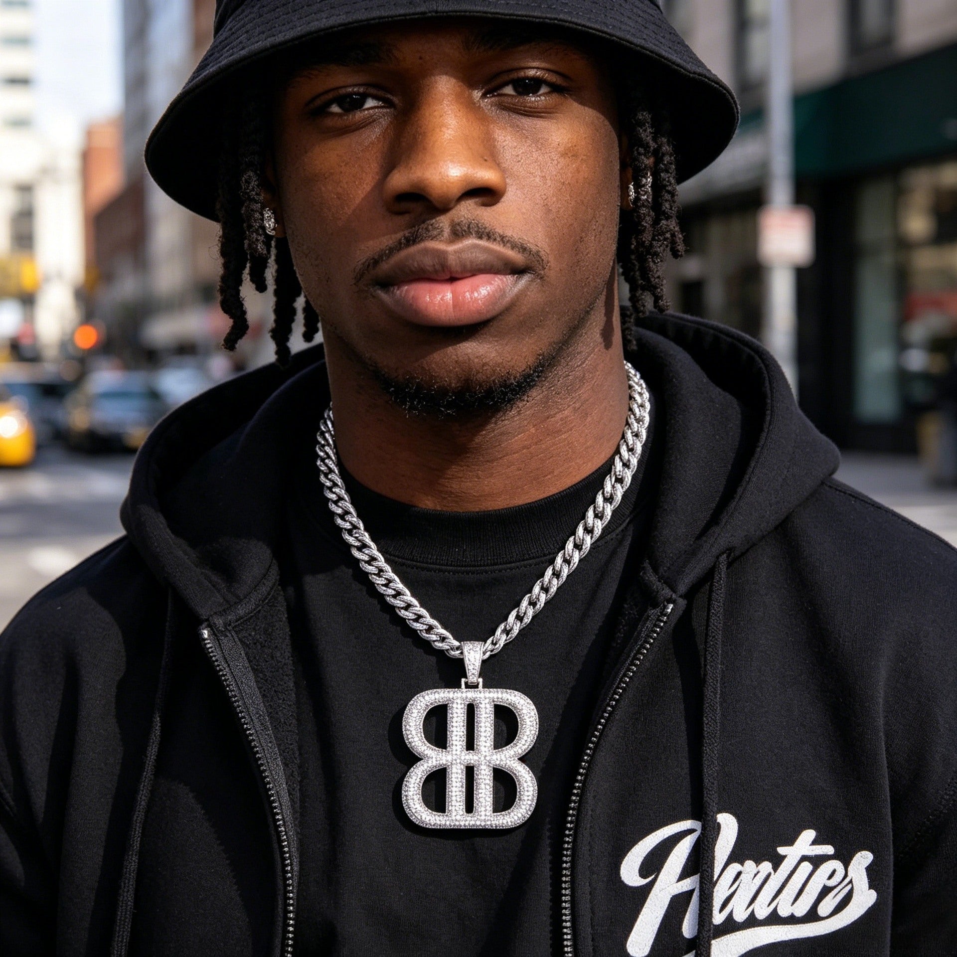Hip-Hop Men's Letter Pendant In Gold With Electroplated Copper And Zircon Inlay