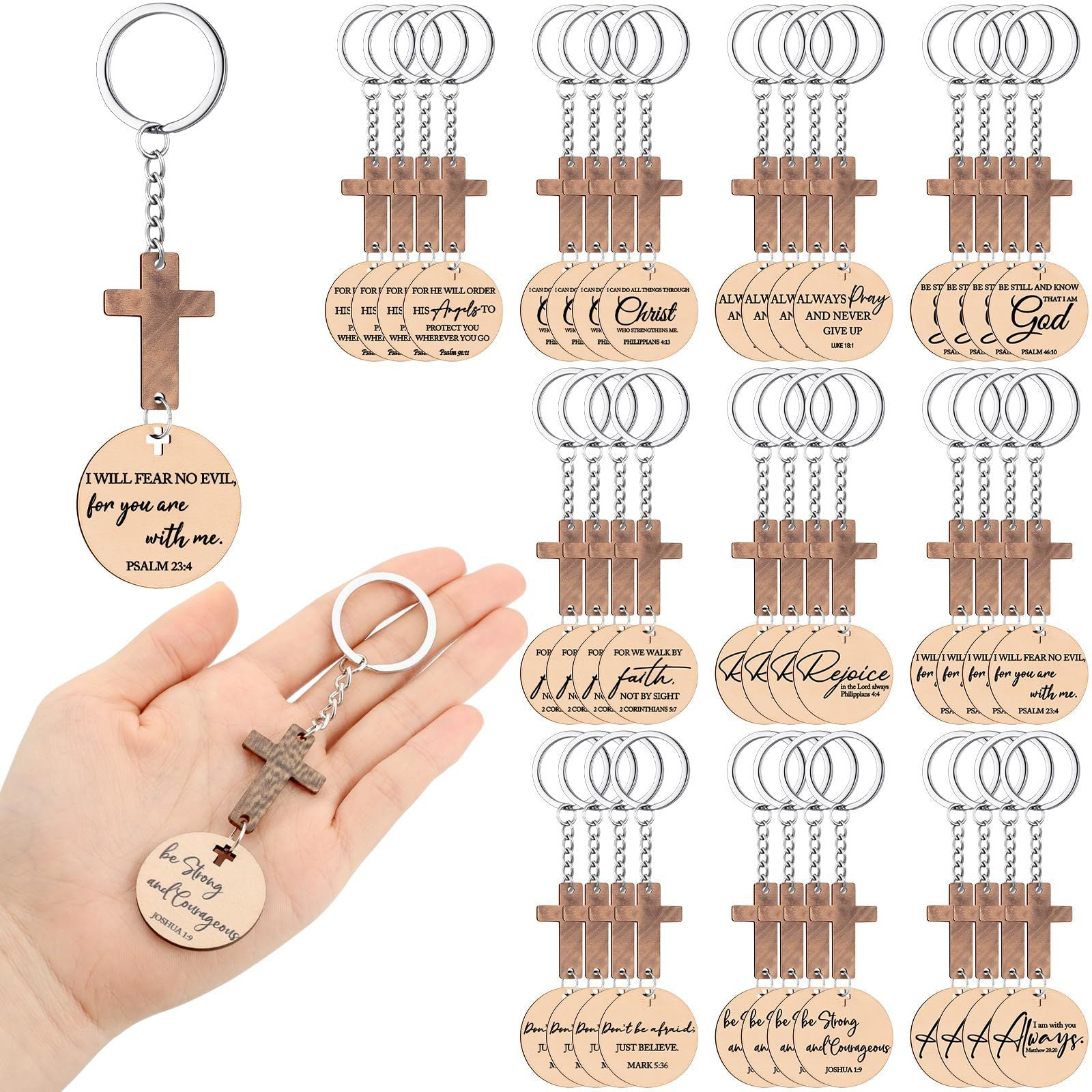Carved Wood Cross Key Chain In Commute Style, Perfect For Daily Use And Accessories