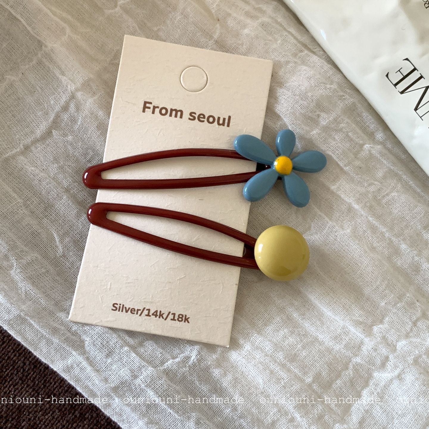New Style Flowers BB Clips Hairpin In Coffer Color, Alloy Material, 2 PCS Package For Summer