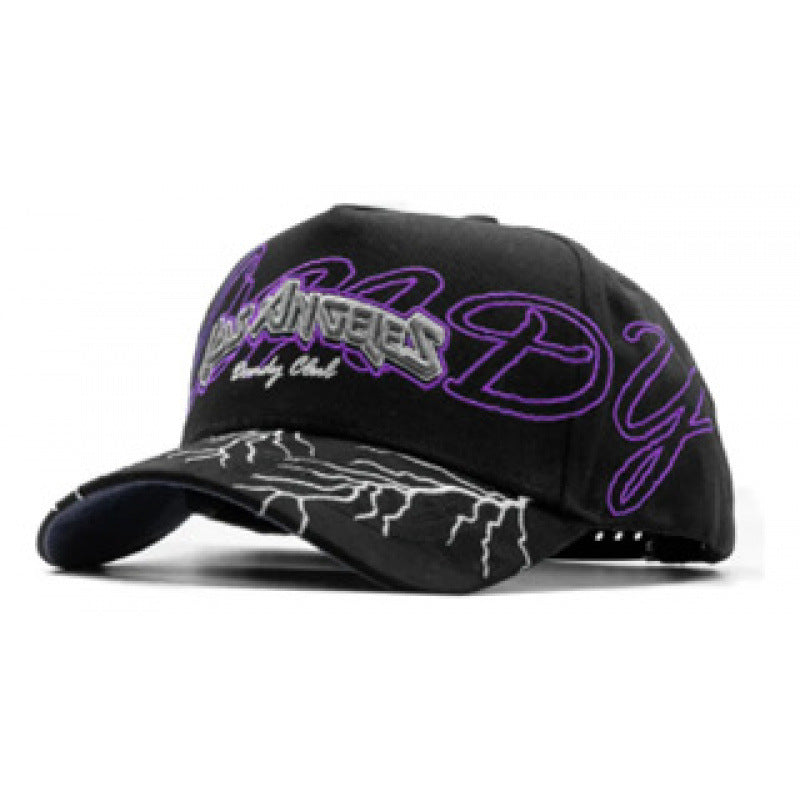 Casual Baseball Cap With Wide Brim Featuring Cartoon Character Embroidery, Made Of Soft Flannel For UV Protection