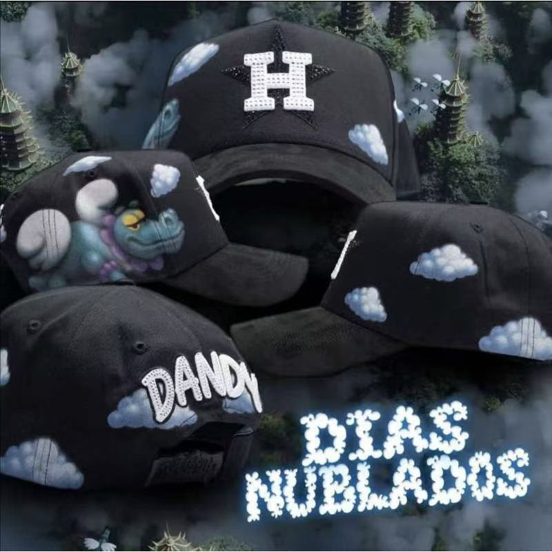 Casual Baseball Cap With Wide Brim Featuring Cartoon Character Embroidery, Made Of Soft Flannel For UV Protection