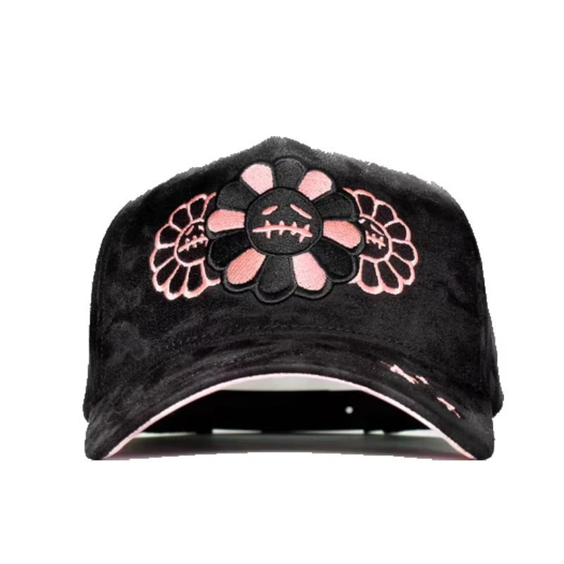 Casual Baseball Cap With Wide Brim Featuring Cartoon Character Embroidery, Made Of Soft Flannel For UV Protection