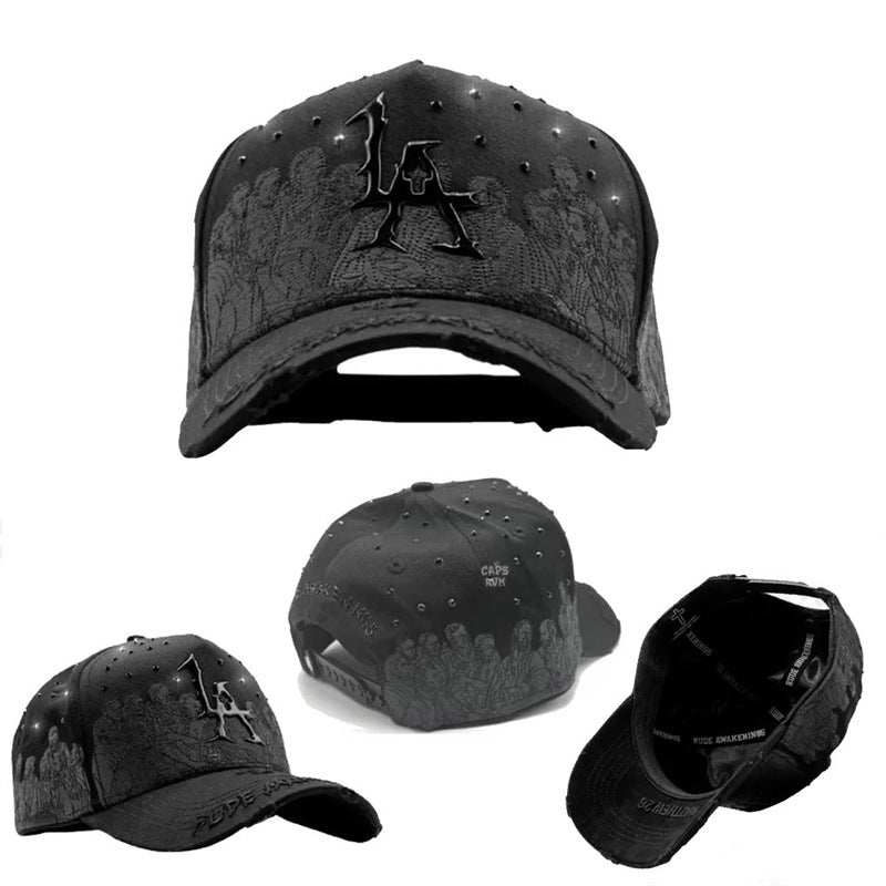 Casual Baseball Cap With Wide Brim Featuring Cartoon Character Embroidery, Made Of Soft Flannel For UV Protection