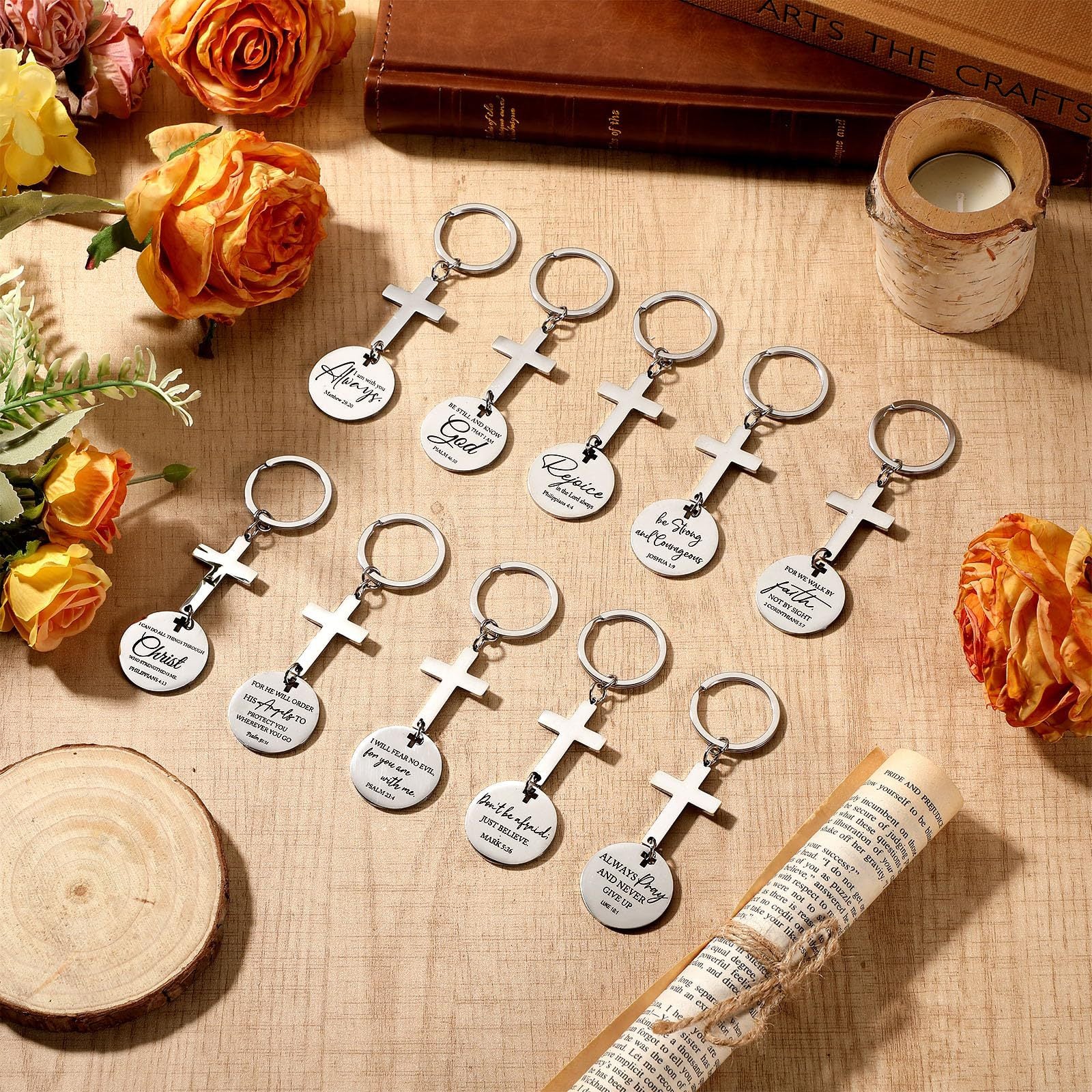 Carved Wood Cross Key Chain In Commute Style, Perfect For Daily Use And Accessories
